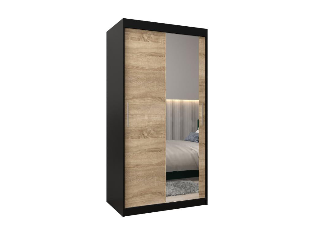 Armoire à portes coulissantes Argente Beige Noir - 200 x 100 x 62