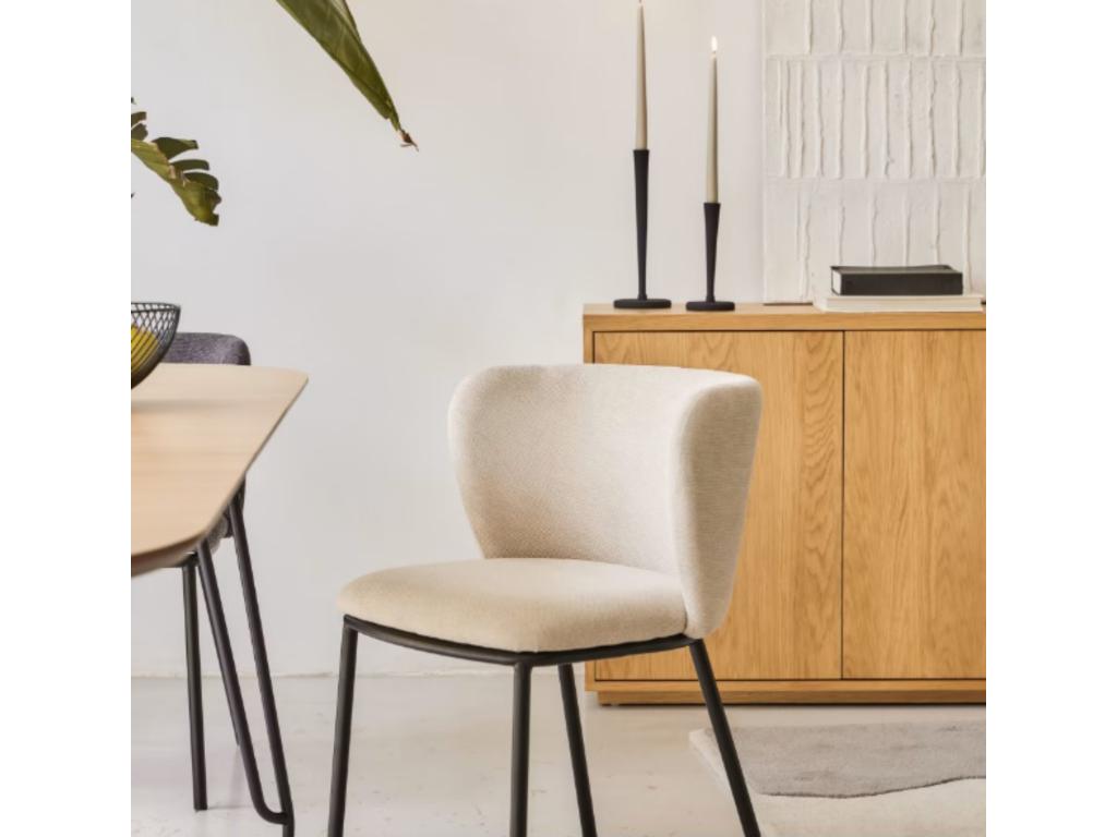 Ensemble de 2 chaises - Beige, Acier