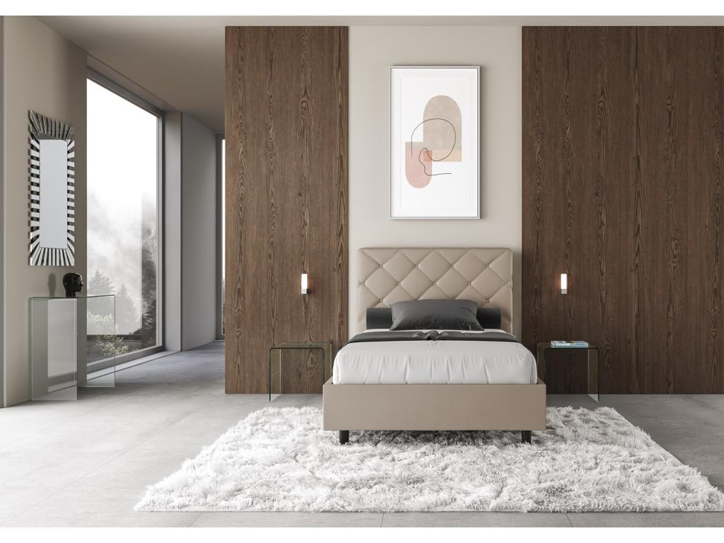 Lit taupe - Simili cuir, 120 x 200