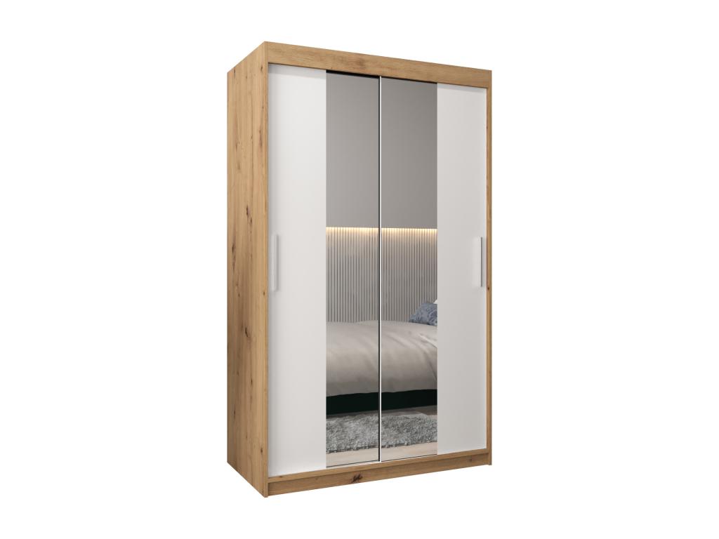 Armoire à portes coulissantes Argente blanc et marron - 200 x 120 x 62