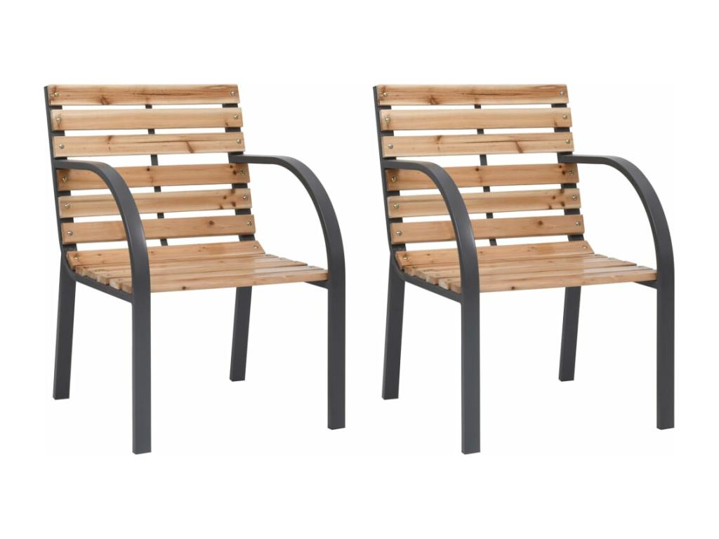 Ensemble de 2 chaises - Marron, bois de sapin