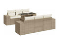 Ensemble de patio extérieur (7 pièces) - Beige, résine tissée, avec coussins