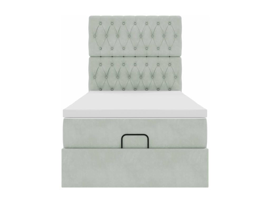 Cadre de lit gris - Revêtement en velours, 90 x 200 cm