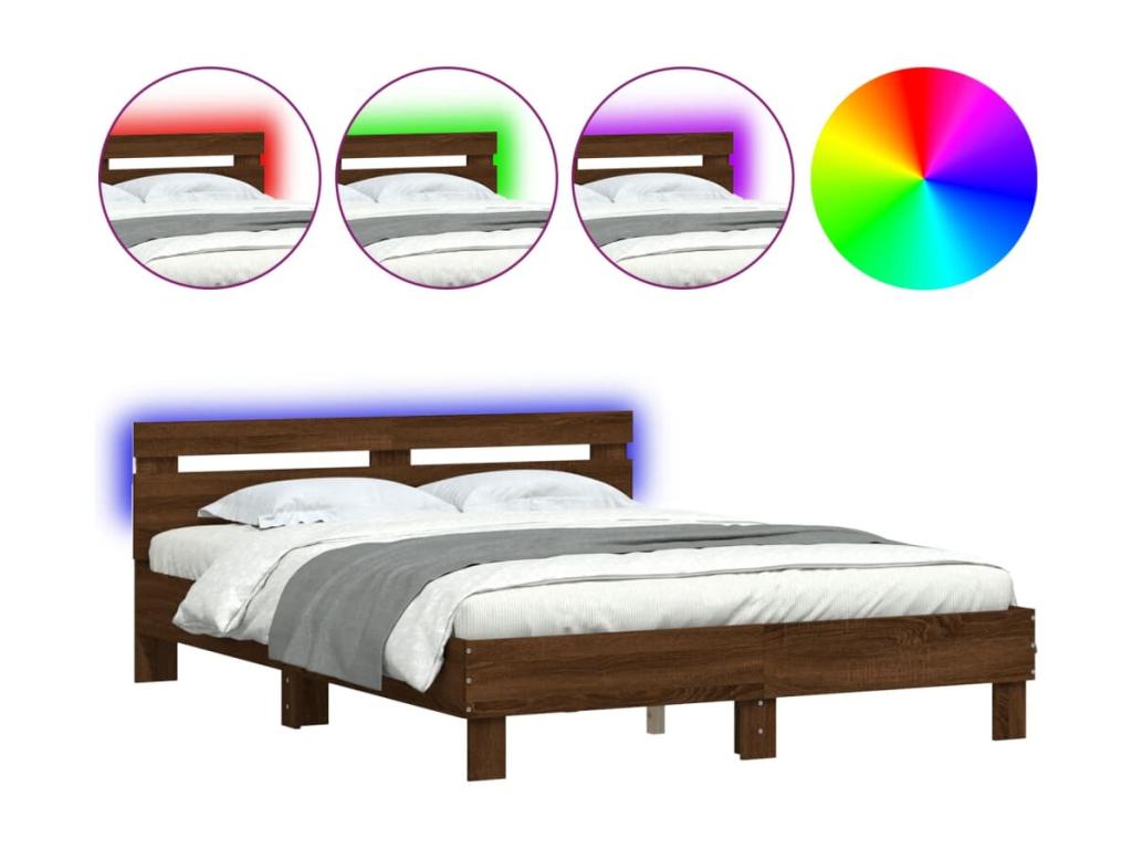 Cadre de lit marron - LED