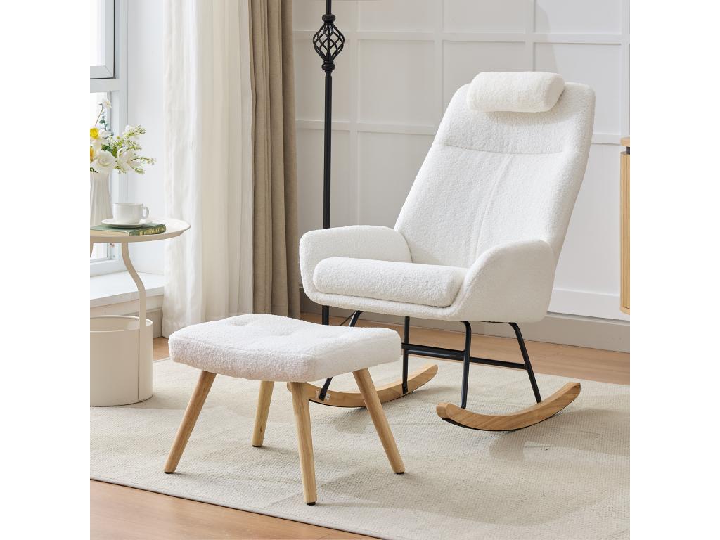 Fauteuil blanc - Revêtement en velours, 54 x 98 x 96,5 cm