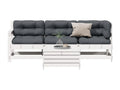 Ensemble de patio extérieur (4 pièces) - Blanc, bois de pin, avec coussins