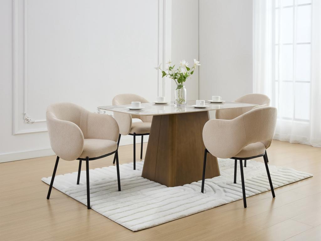 Ensemble de 2 chaises - Beige, Métal