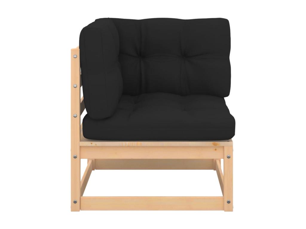 Ensemble de patio extérieur (3 pièces) - Gris anthracite, bois de pin, avec coussins