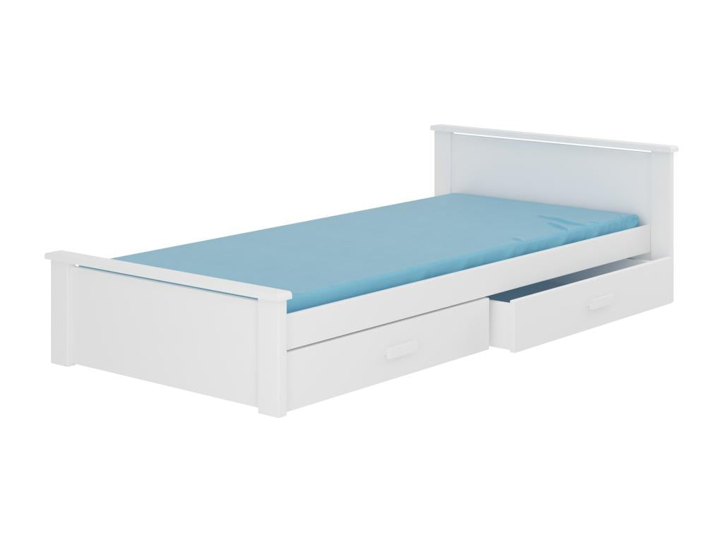 Lit blanc avec tiroirs, 90 x 200