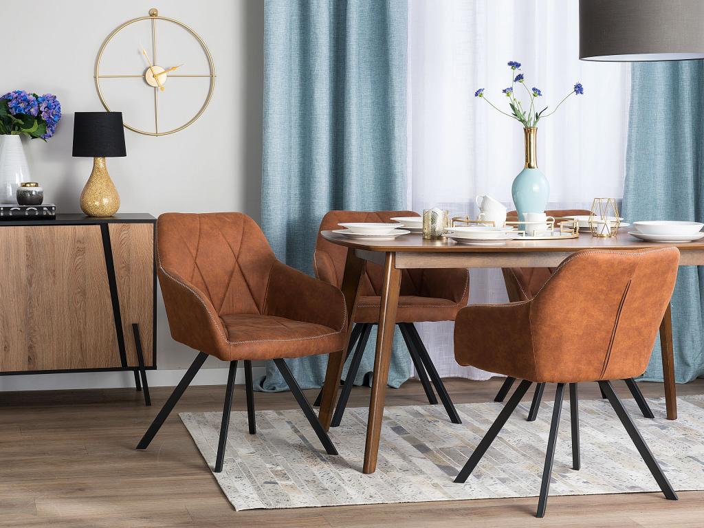 Ensemble de 2 chaises de salle à manger - Marron
