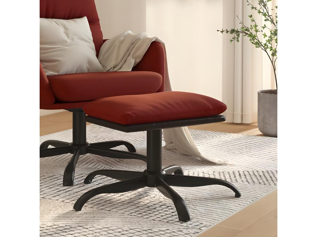 Repose-pieds rouge - Simili cuir, 60 x 60 x 36 cm