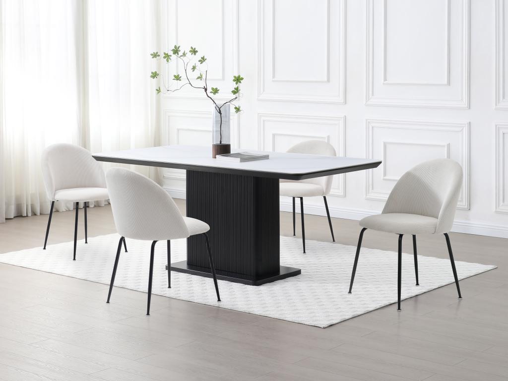 Ensemble de 6 chaises - Crème, revêtement en velours