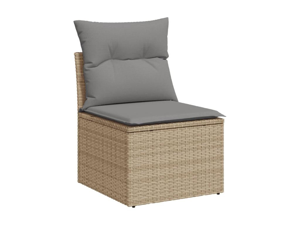 Ensemble de patio extérieur (6 pièces) - Beige, résine tissée, avec coussins