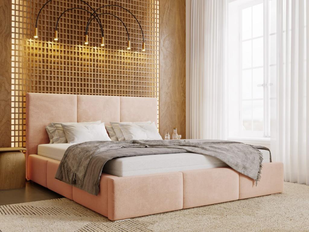 Lit Poudre Rose - Revêtement en velours, 180 x 200