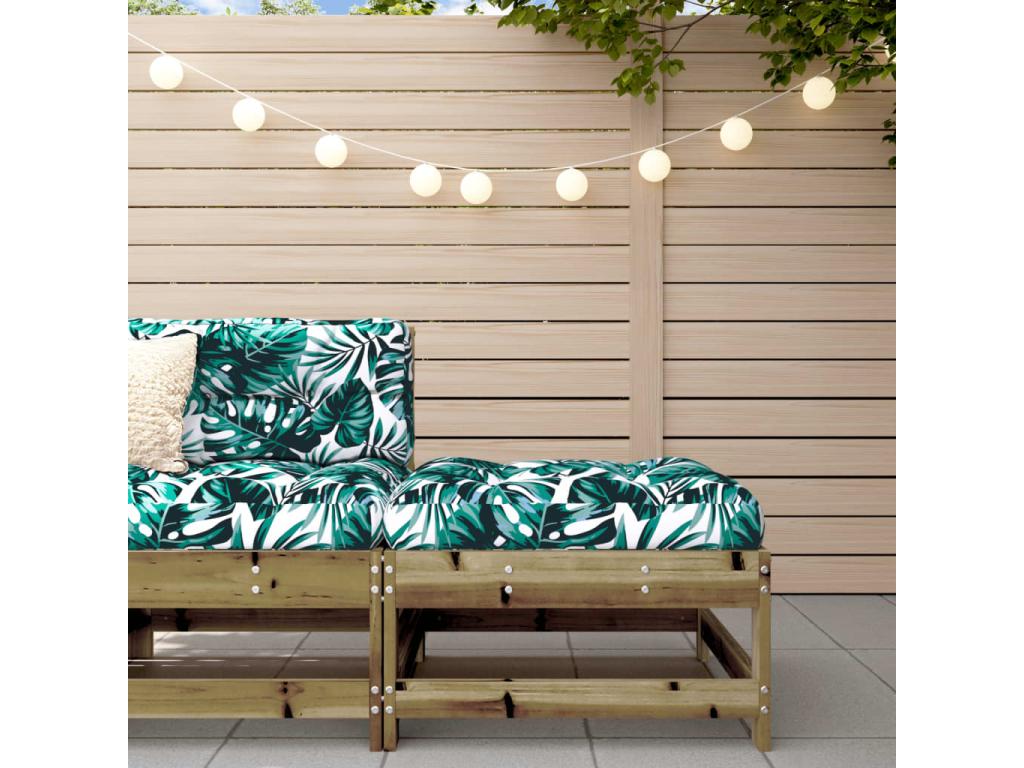 Repose-pieds marron - Bois de pin, avec coussins