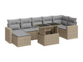 Ensemble de patio extérieur (8 pièces) - Beige, résine tissée, avec coussins