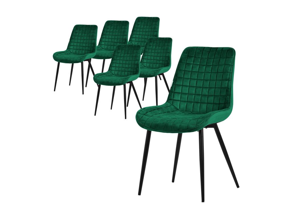 Ensemble de 6 chaises de salle à manger - Vert sapin, revêtement en velours