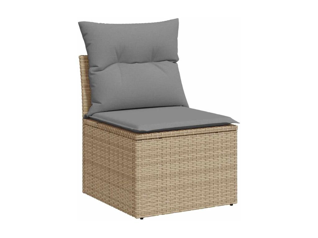 Ensemble de patio extérieur (9 pièces) - Beige, résine tissée, avec coussins