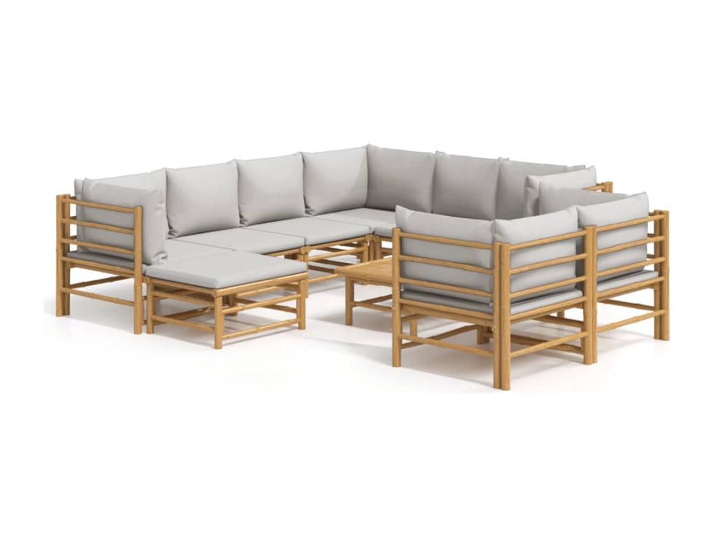 Ensemble de patio extérieur (10 pièces) - Gris, avec coussins