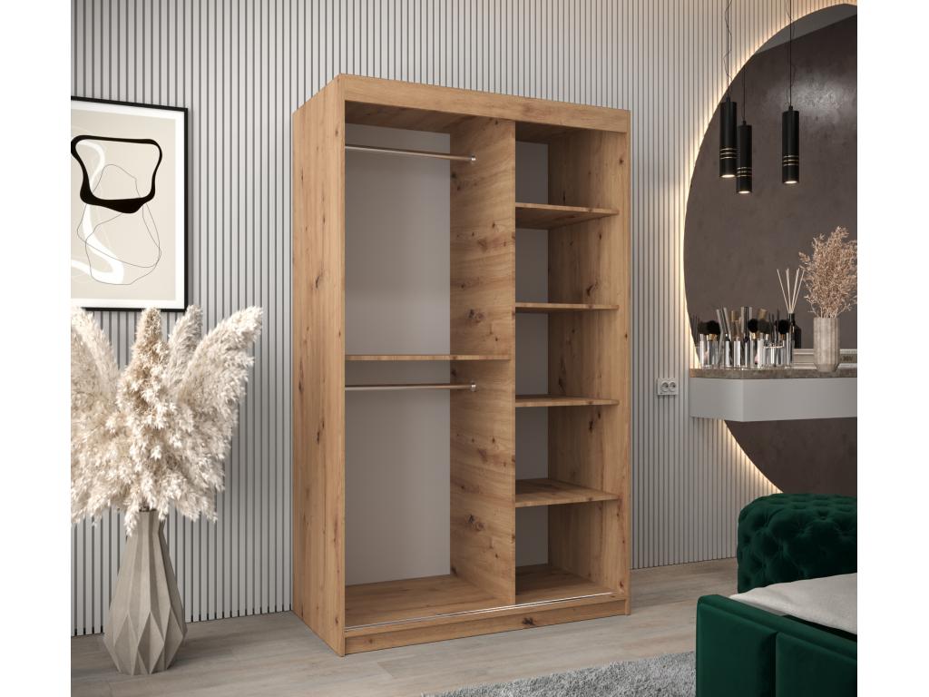 Armoire à portes coulissantes Argente blanc et marron - 200 x 120 x 62