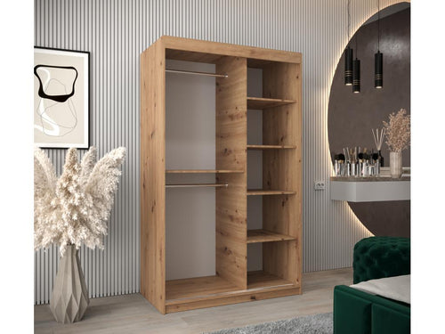 Armoire à portes coulissantes Argente blanc et marron - 200 x 120 x 62