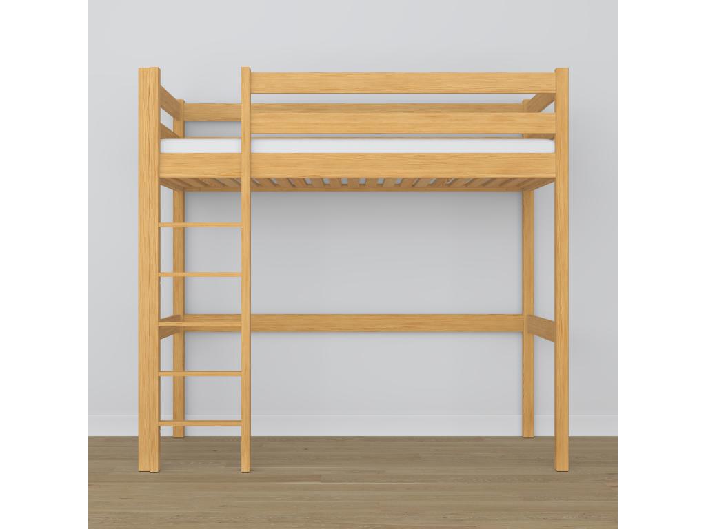 Lit mezzanine marron à lumière naturelle