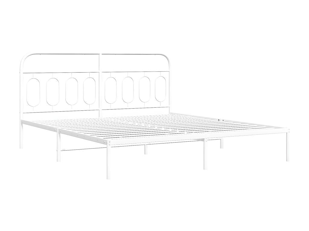 Cadre de lit blanc - Métal, 183 x 213 cm