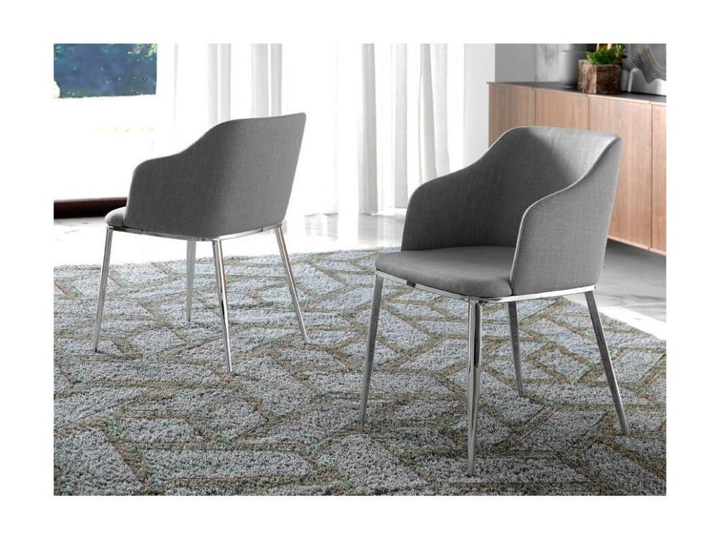 Ensemble de 2 chaises - Beige, Acier