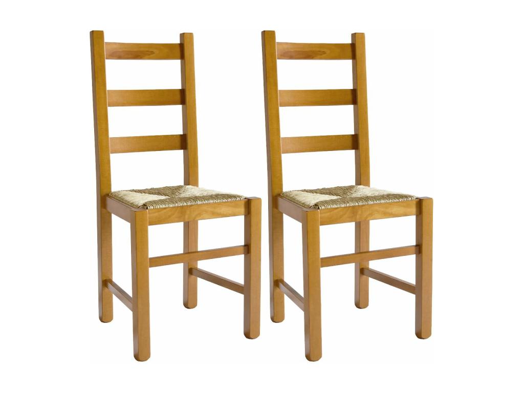 Ensemble de 2 chaises - Naturel foncé