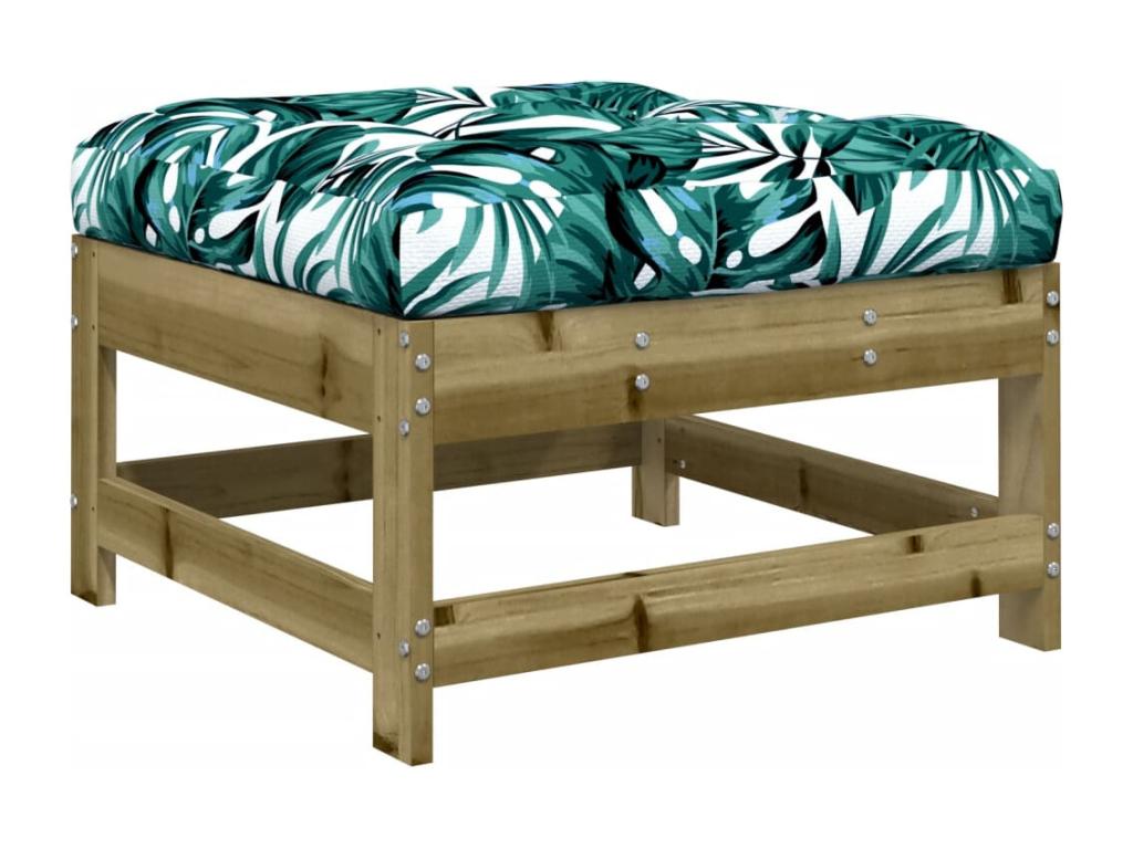 Repose-pieds marron - Bois de pin, avec coussins