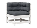 Ensemble de patio extérieur (4 pièces) - Blanc, bois de pin, avec coussins