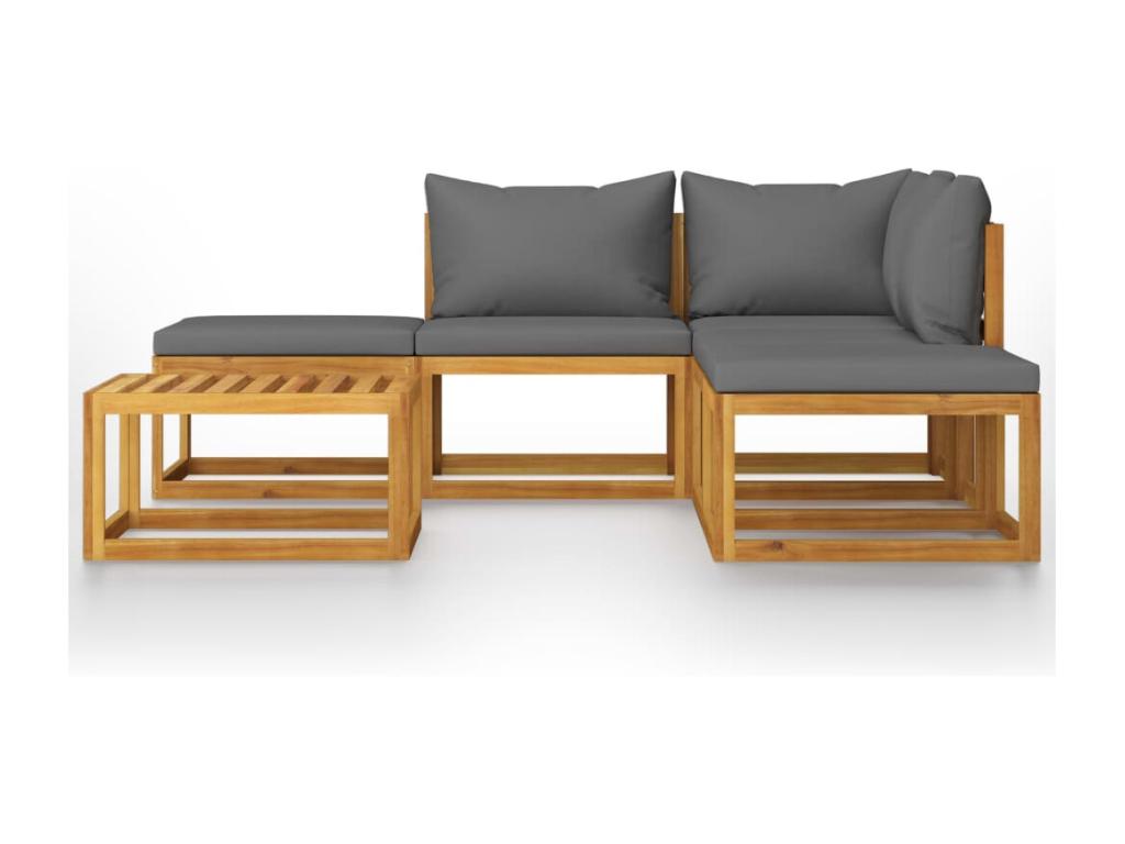 Ensemble de patio extérieur (6 pièces) - Gris, avec coussins