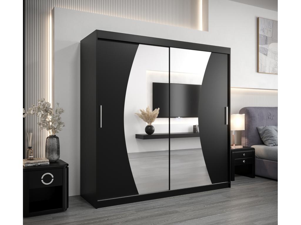 Armoire à portes coulissantes Argente noire - 200 x 200 x 62