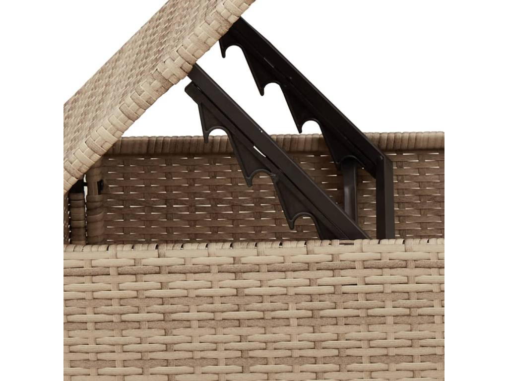 Tabouret beige en résine tressée, avec coussins, 55 x 55 x 37