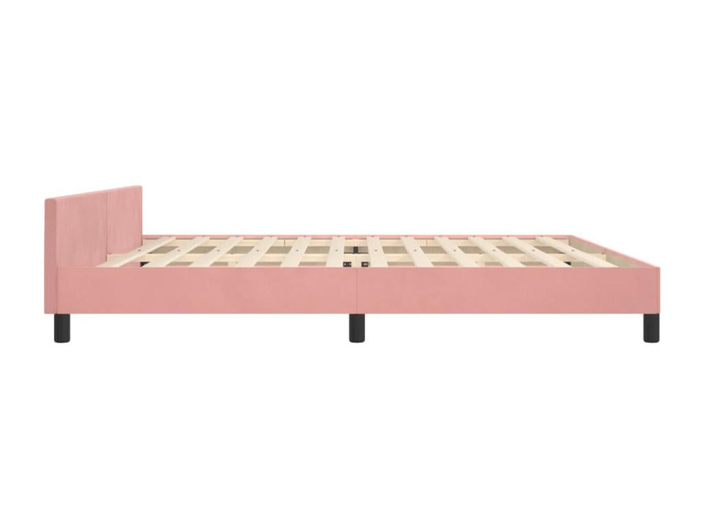 Cadre de lit rose - Revêtement en velours, 200 x 200 cm