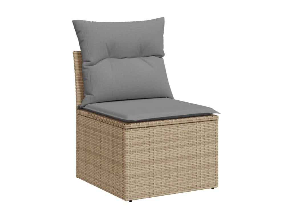 Ensemble de patio extérieur (7 pièces) - Beige, résine tissée, avec coussins