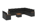 Ensemble de patio extérieur (11 pièces) - Noir, résine tissée, avec coussins