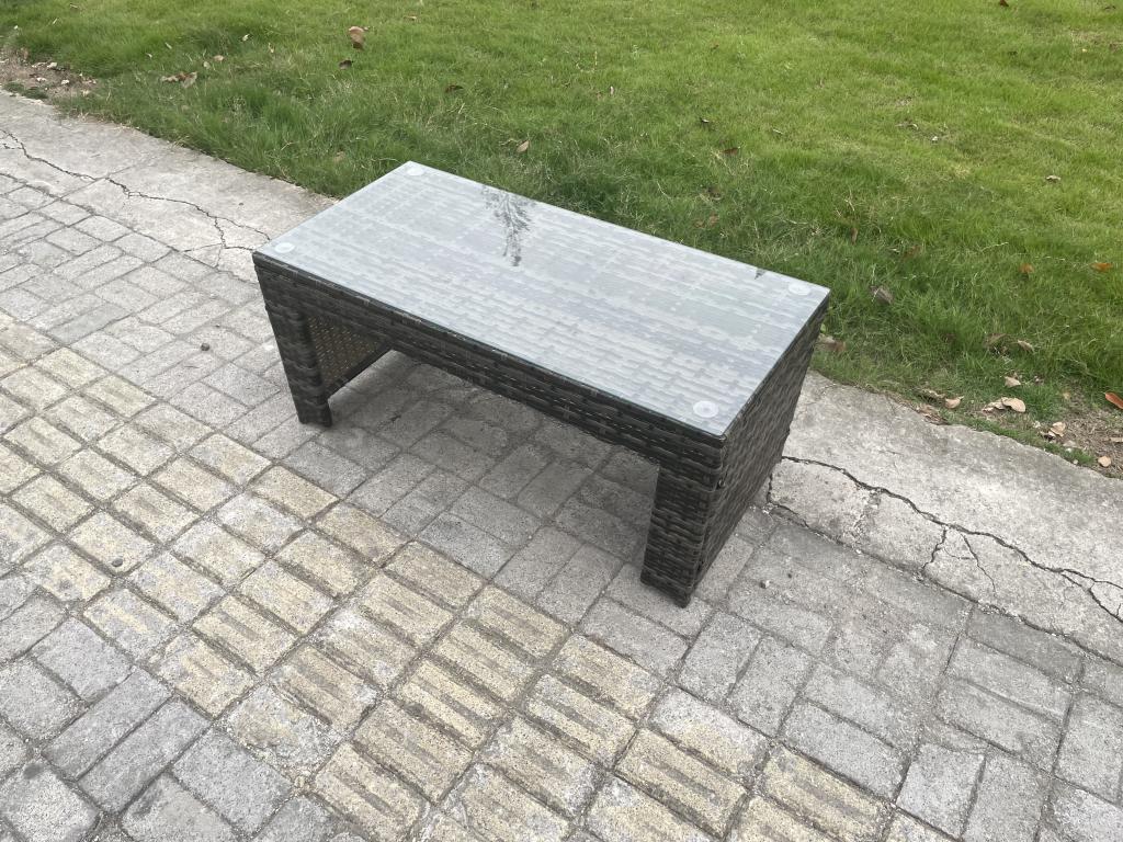 Table basse (ensemble de 6 pièces) - Gris, rotin