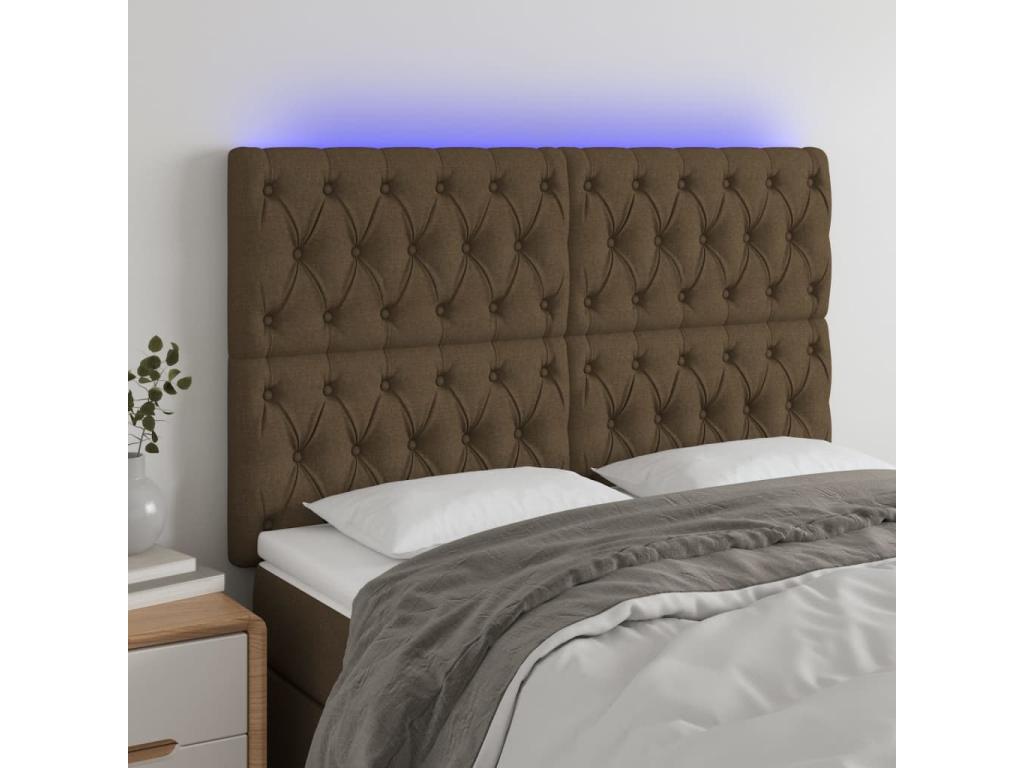 Tête de lit LED marron - 7 x 118/128 cm