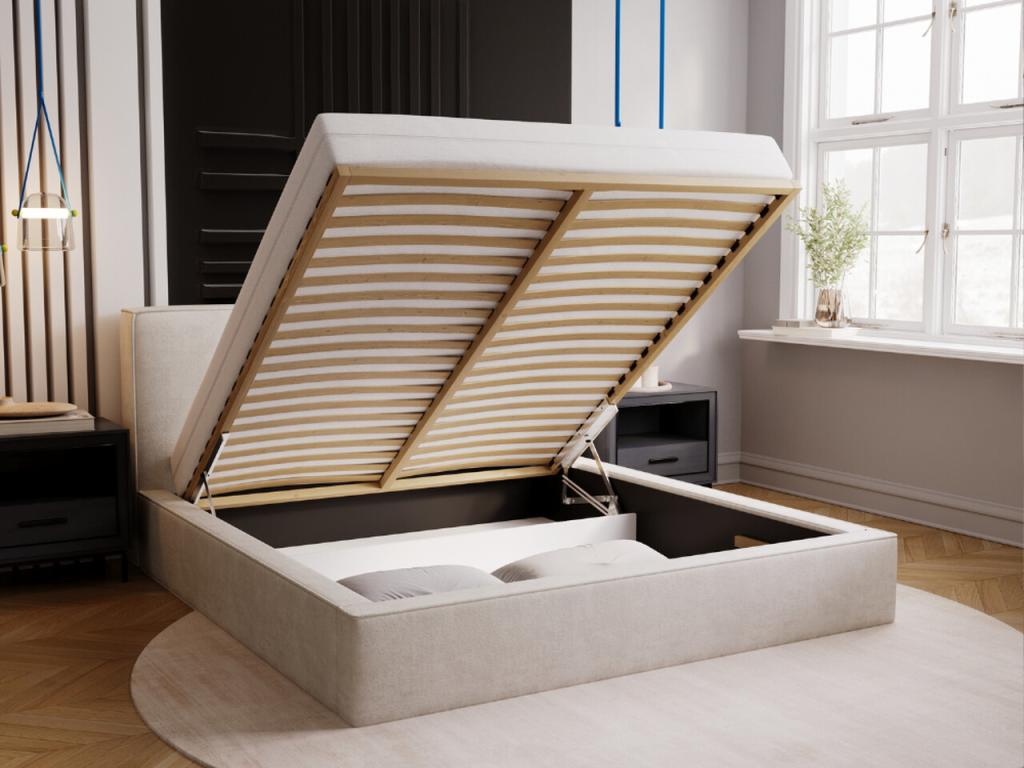 Lit gris - Revêtement en velours, 200 x 200