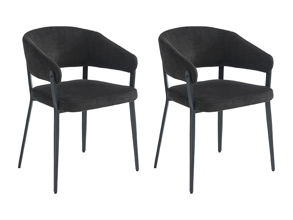 Ensemble de 2 chaises - Noires, en métal