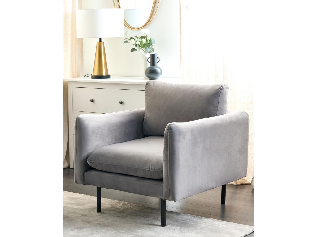 Fauteuil gris clair - Revêtement en velours