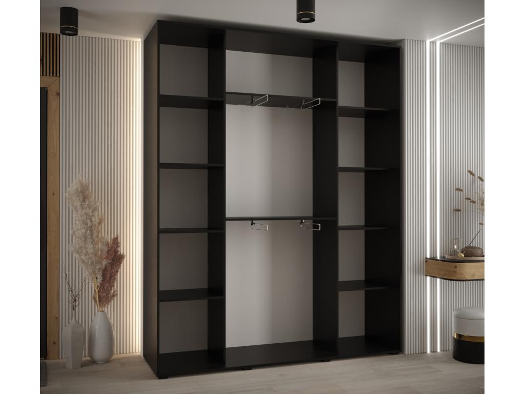 Armoire à portes coulissantes Argente Natural Light Black - 235,2 x 200 x 45