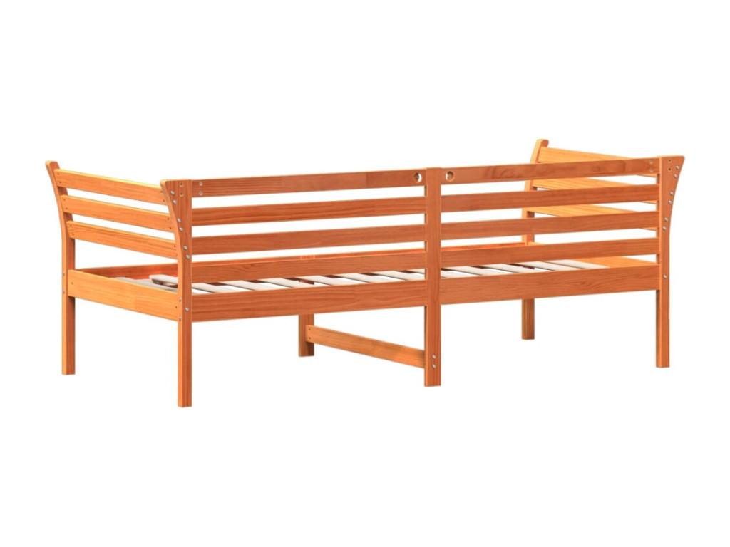 Lit marron - Bois de pin, 75 x 190 cm