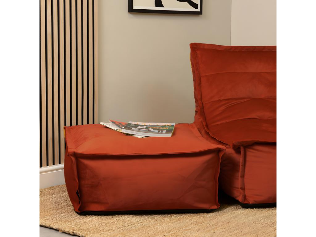 Pouf en terre cuite - Revêtement en velours