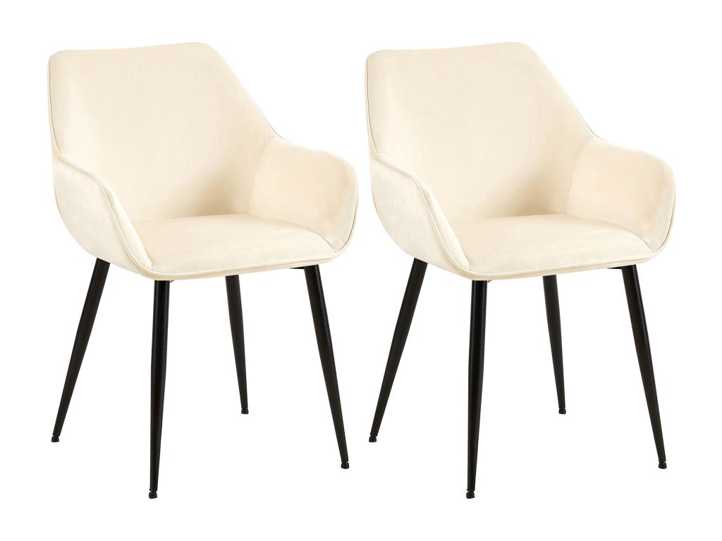 Ensemble de 2 chaises - Crème, revêtement en velours