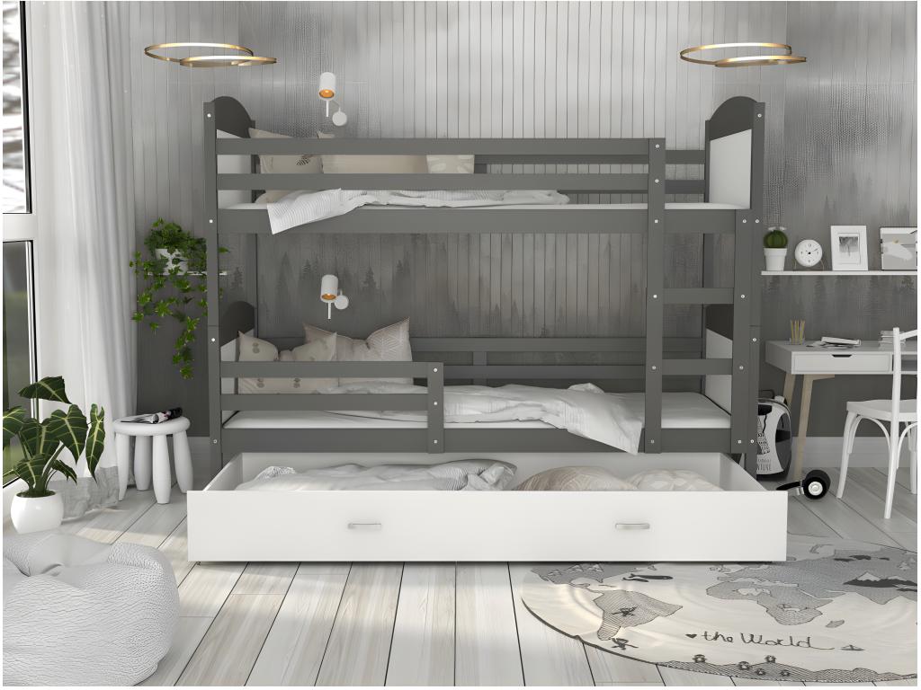 Lit blanc avec tiroirs, 90 x 190