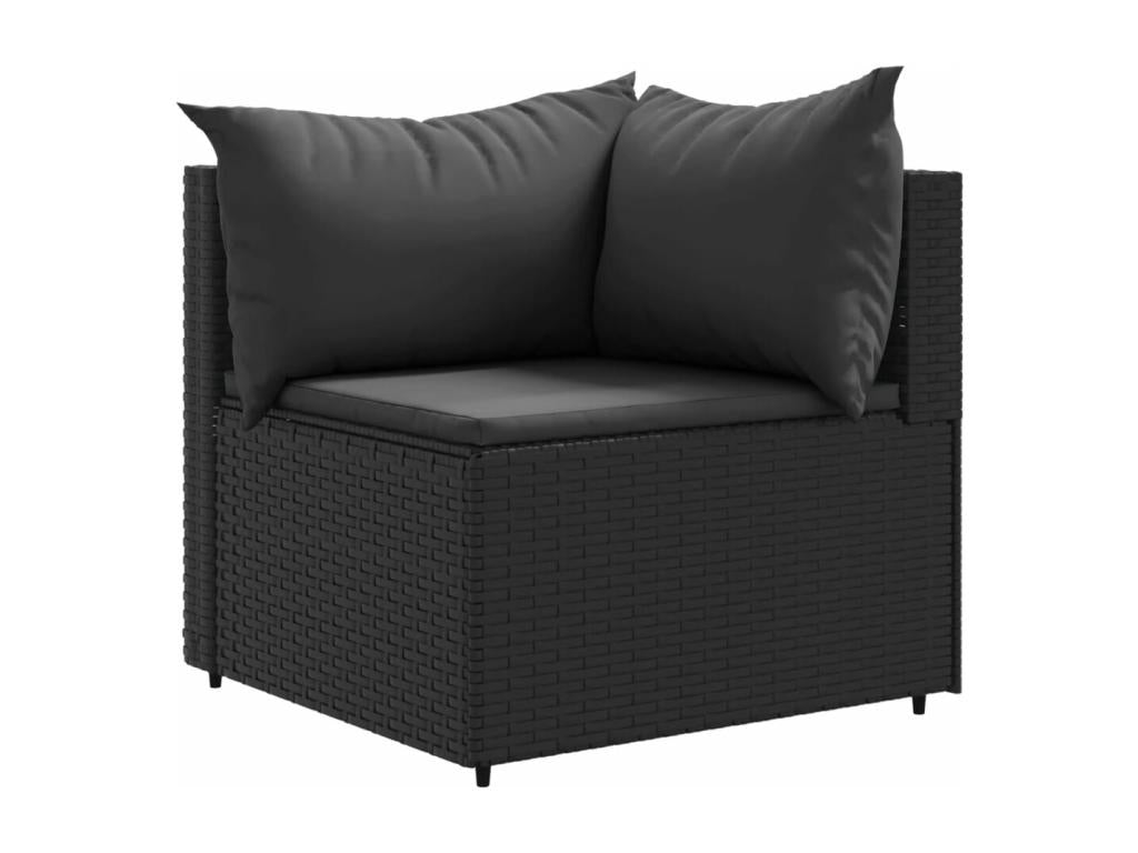 Ensemble de patio extérieur (10 pièces) - Noir, résine tissée, avec coussins