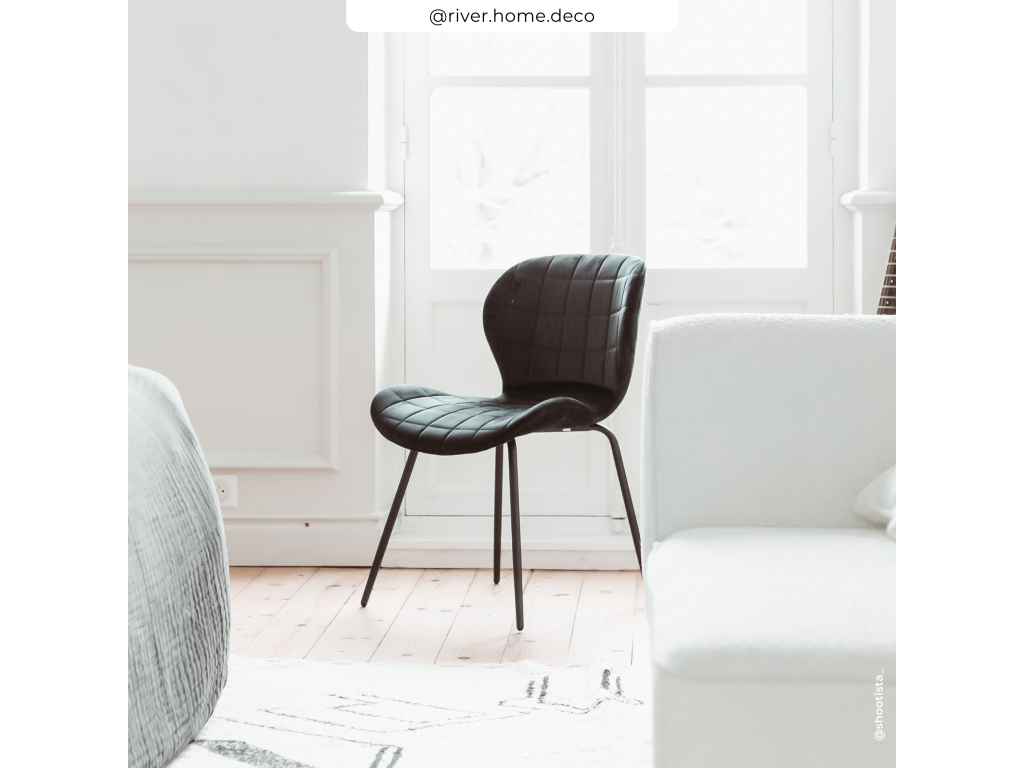 Ensemble de 2 chaises - Revêtement en velours noir