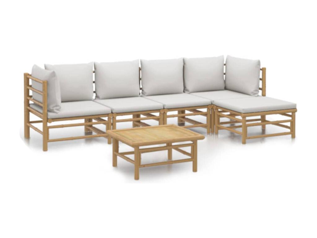 Ensemble de patio extérieur (6 pièces) - Marron, avec coussins